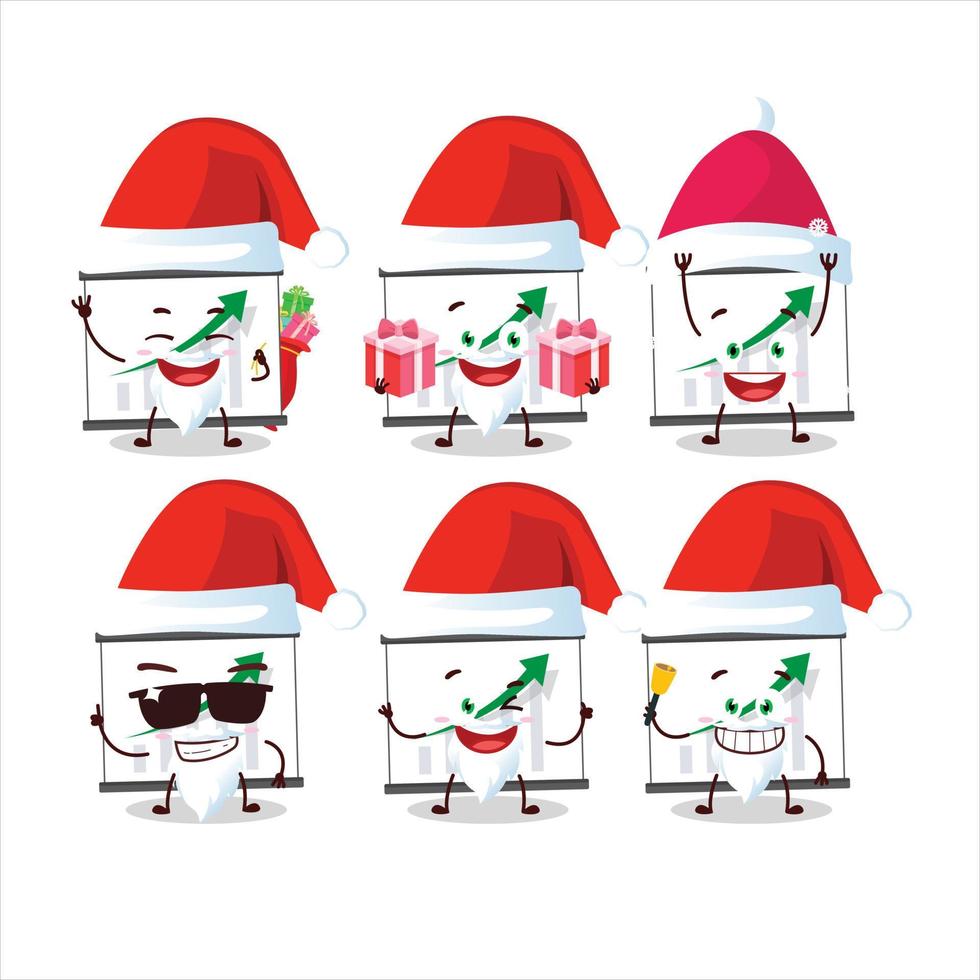 Santa Claus emoticons with chart going up cartoon character vector
