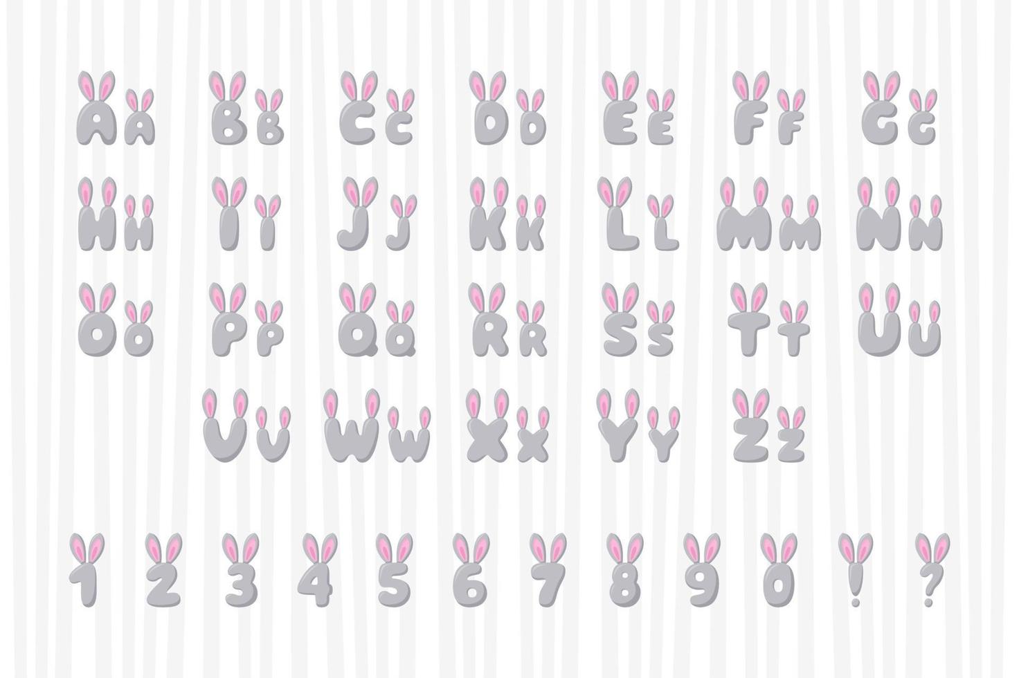 Bunny alphabet in cartoon style vector