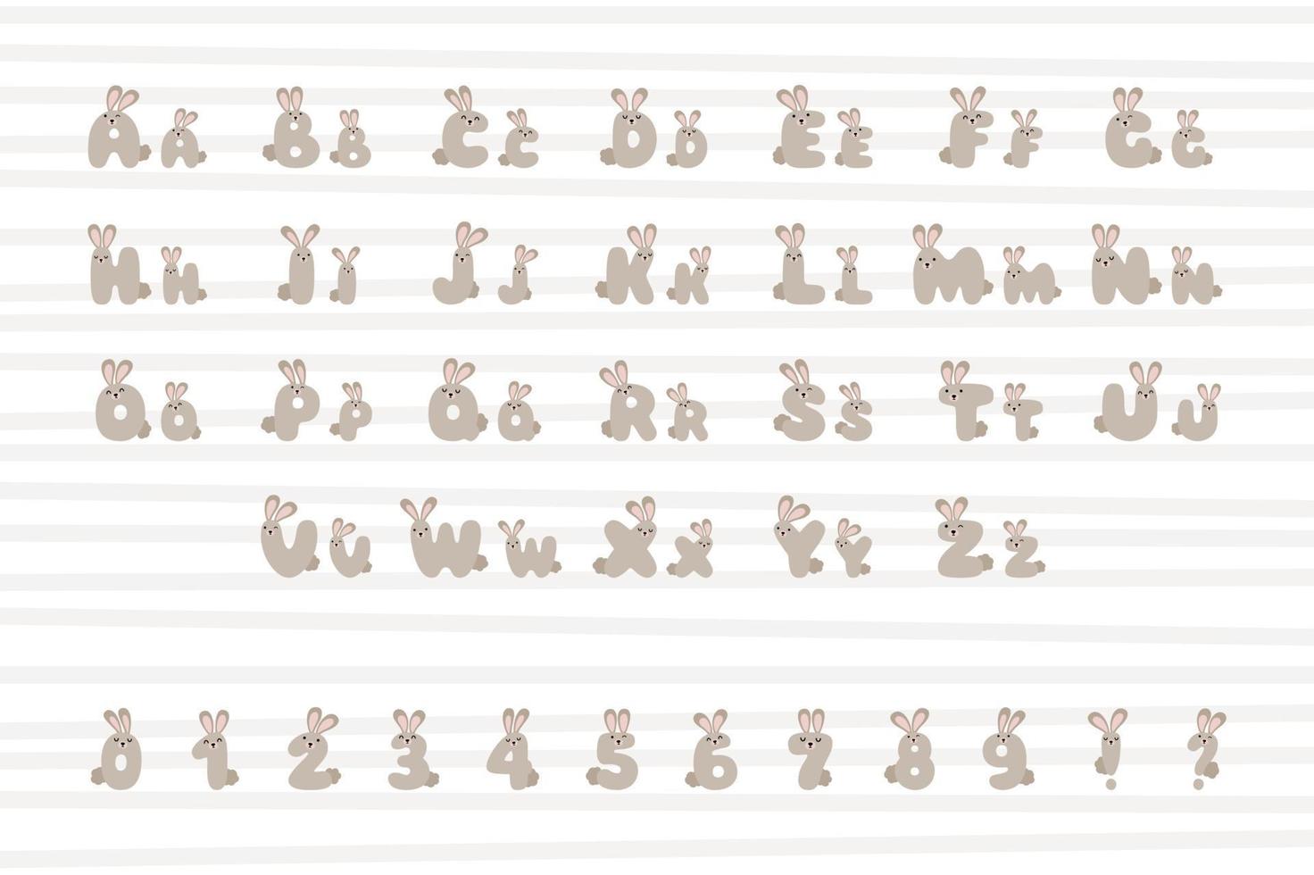 Rabbit alphabet in cartoon style vector