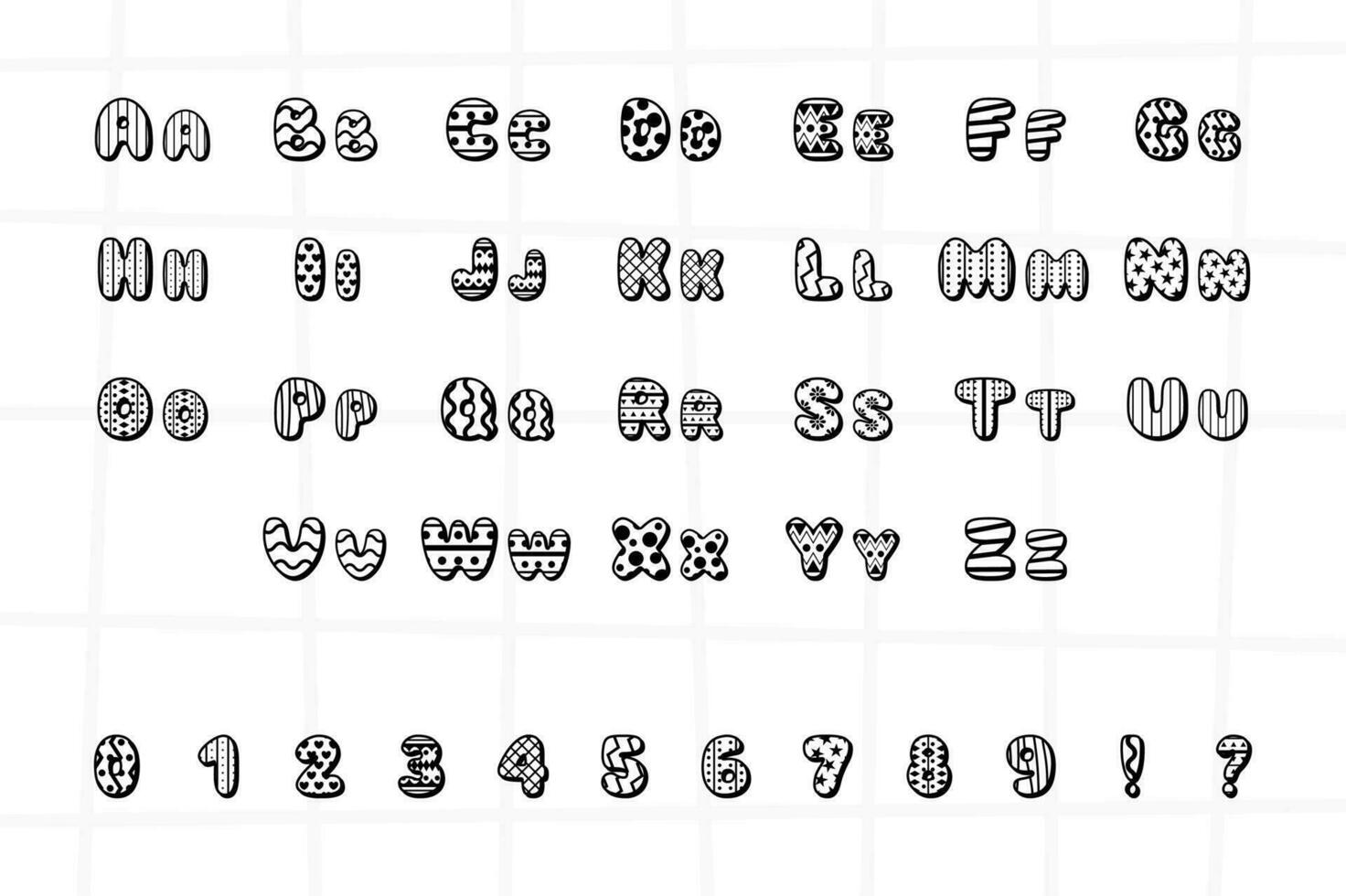 Easter alphabet in cartoon style vector