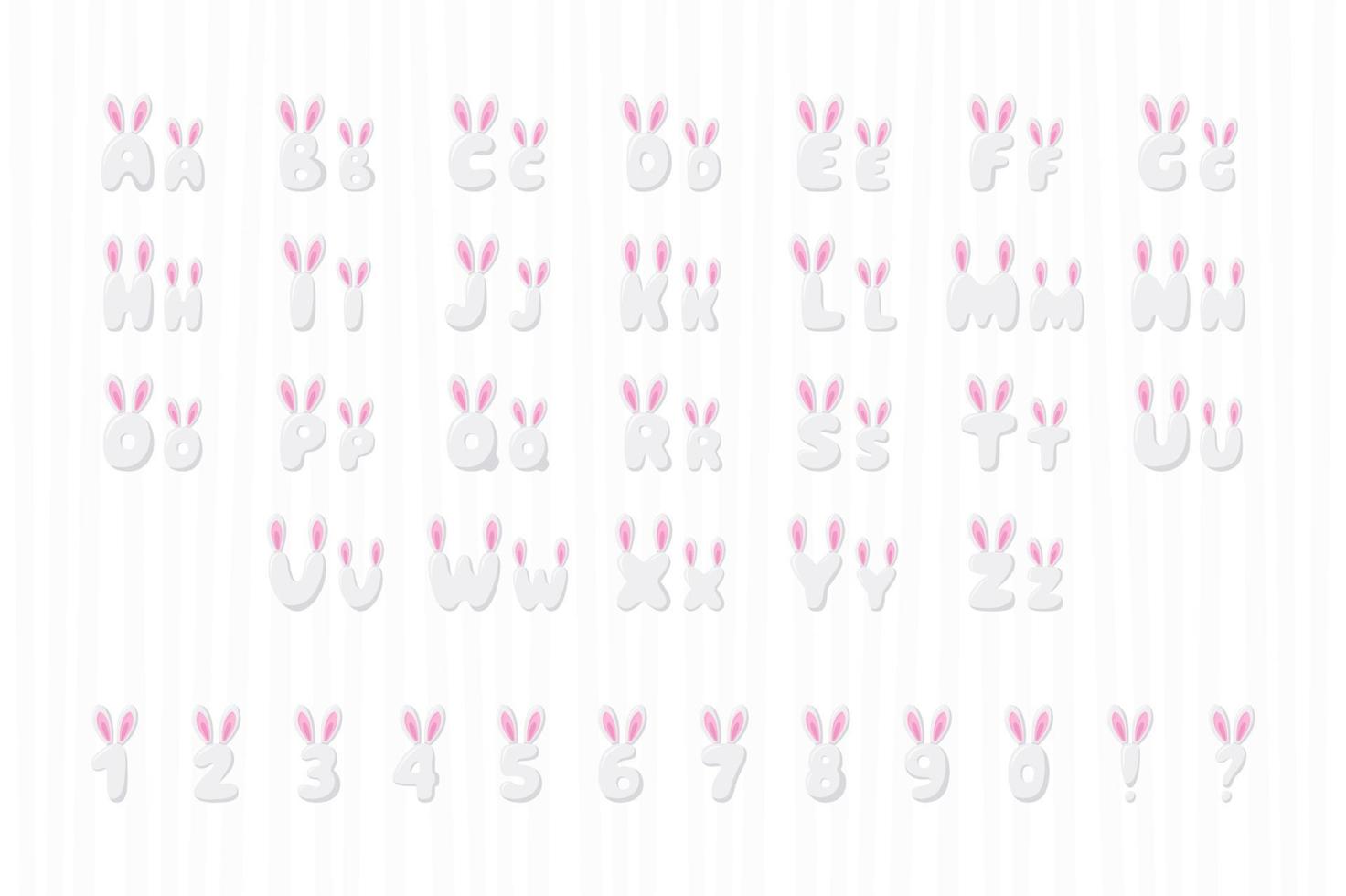 Bunny alphabet in cartoon style vector