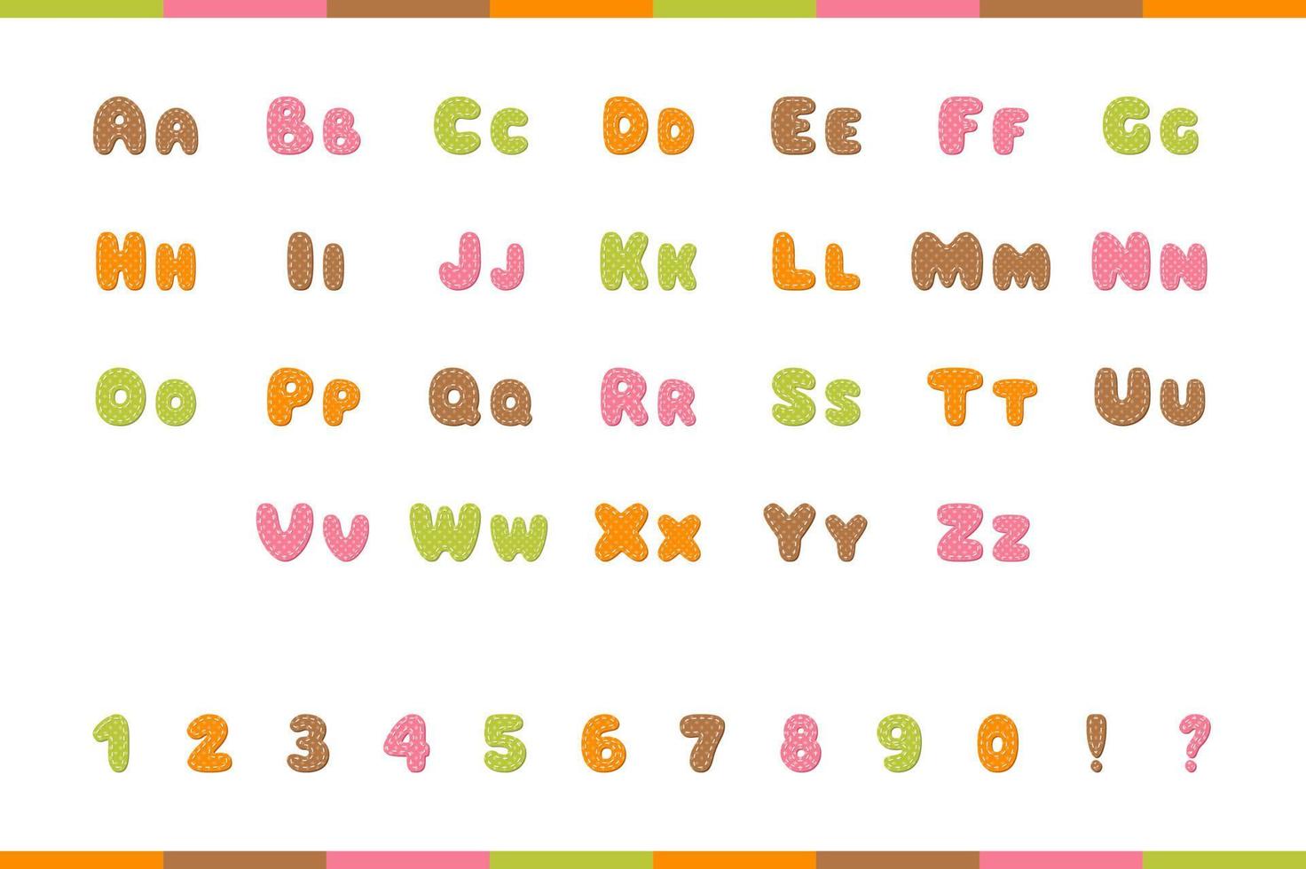 Stitches alphabet in cartoon style vector