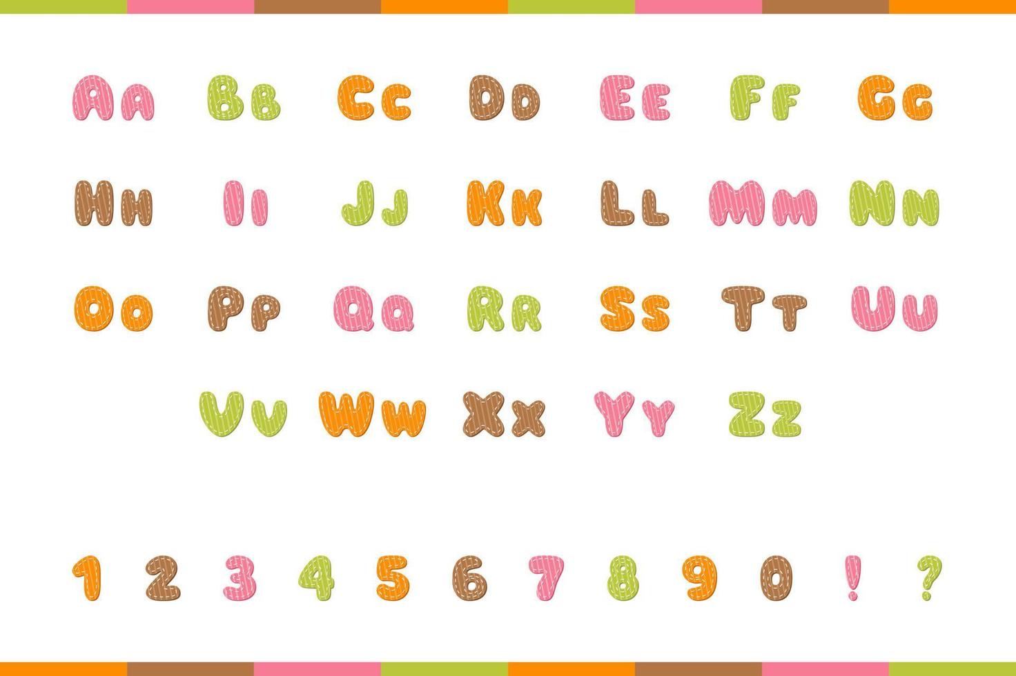 Stitches alphabet in cartoon style vector