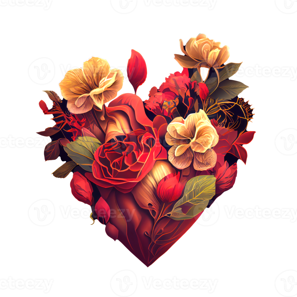 roses inside a heart . AI Generated png