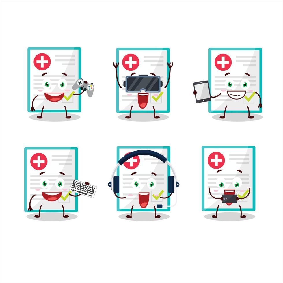 Medical payment cartoon character are playing games with various cute emoticons vector