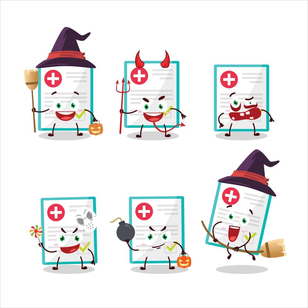 Halloween expression emoticons with cartoon character of medical payment vector