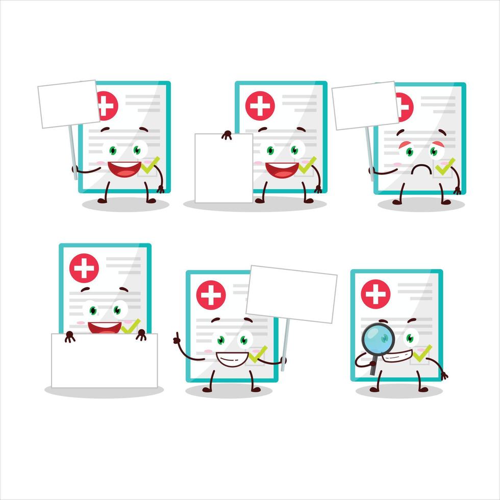 Medical payment cartoon character bring information board vector
