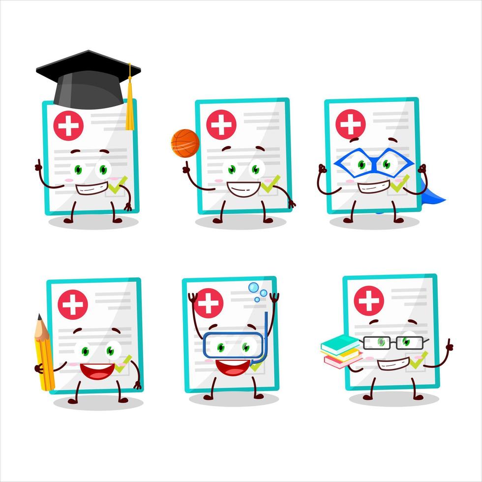 School student of medical payment cartoon character with various expressions vector