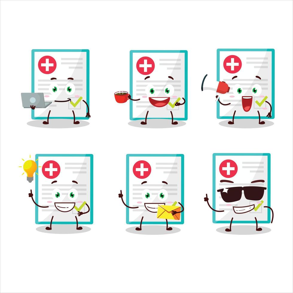 Medical payment cartoon character with various types of business emoticons vector