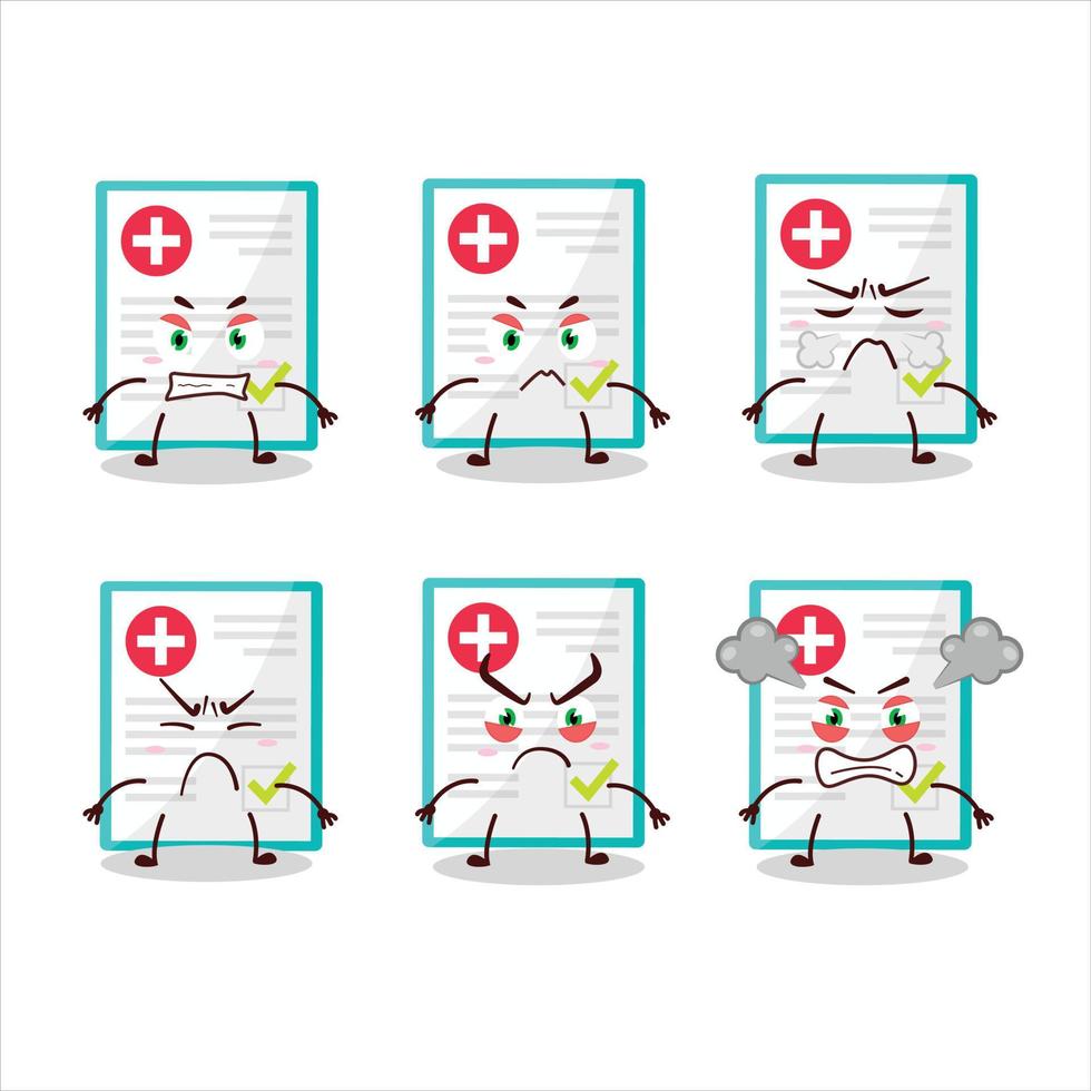 Medical payment cartoon character with various angry expressions vector