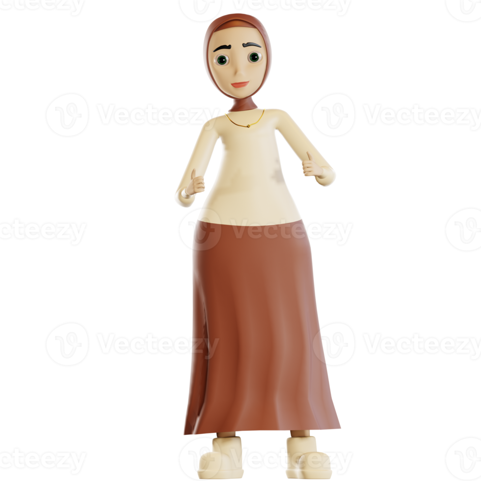 3d Hijab Charakter Daumen oben png