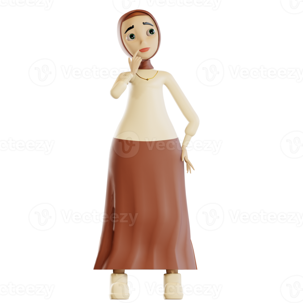 3d hijab karakter verward png