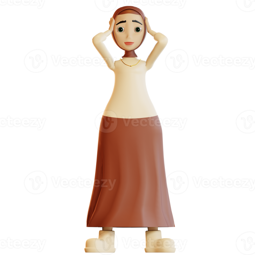 3d hijab personagem chateado png