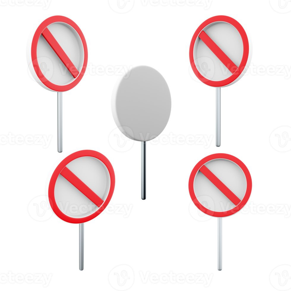 3d representación No estacionamiento la carretera firmar diferente posiciónc icono colocar. 3d hacer la carretera firmar concepto icono colocar. No estacionamiento. png