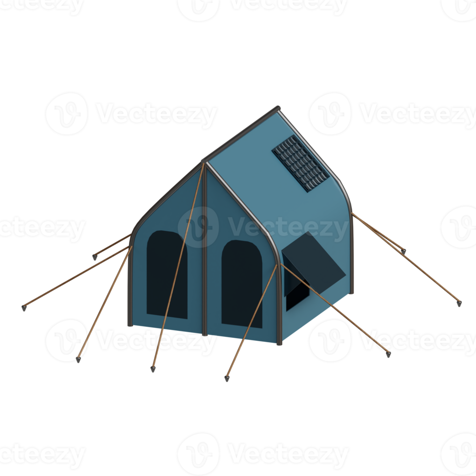 3d rendu bleu tente parfait pour camping conception projet png