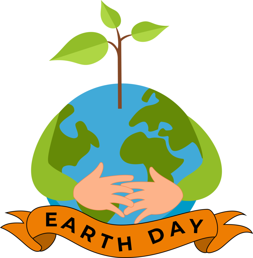 illustration of hands hugging the earth. happy earth day banner illustration png