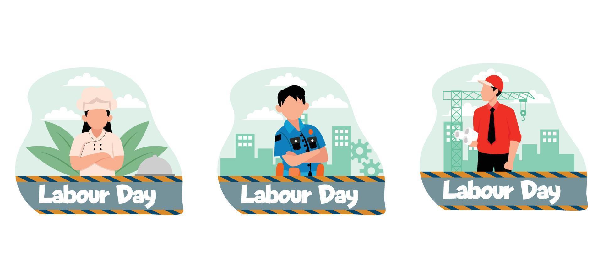 Labour Day Flat Bundle Design Illustration vector