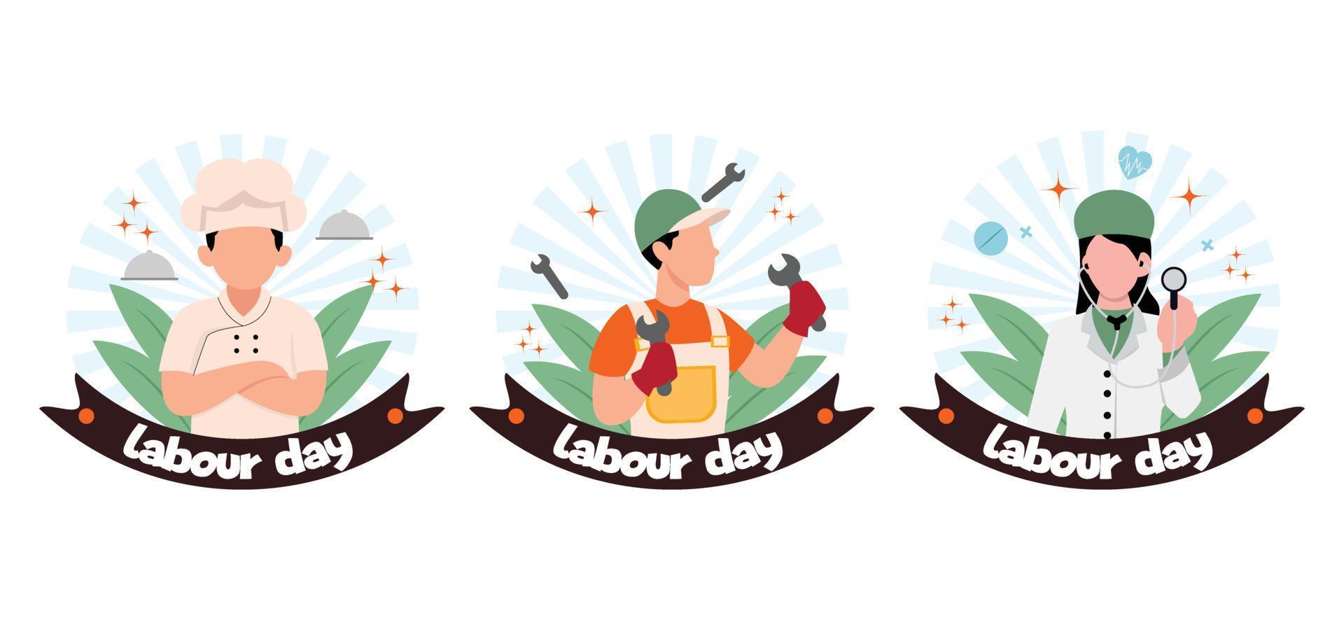 Labour Day Flat Bundle Design Illustration vector