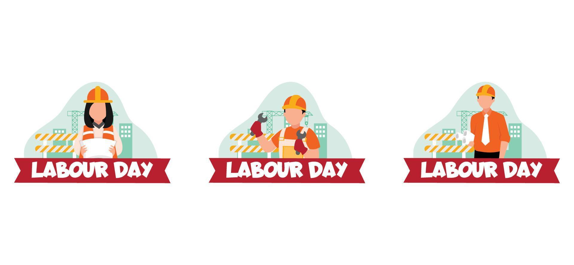 Flat Bundle Labour Day Design Illustration vector