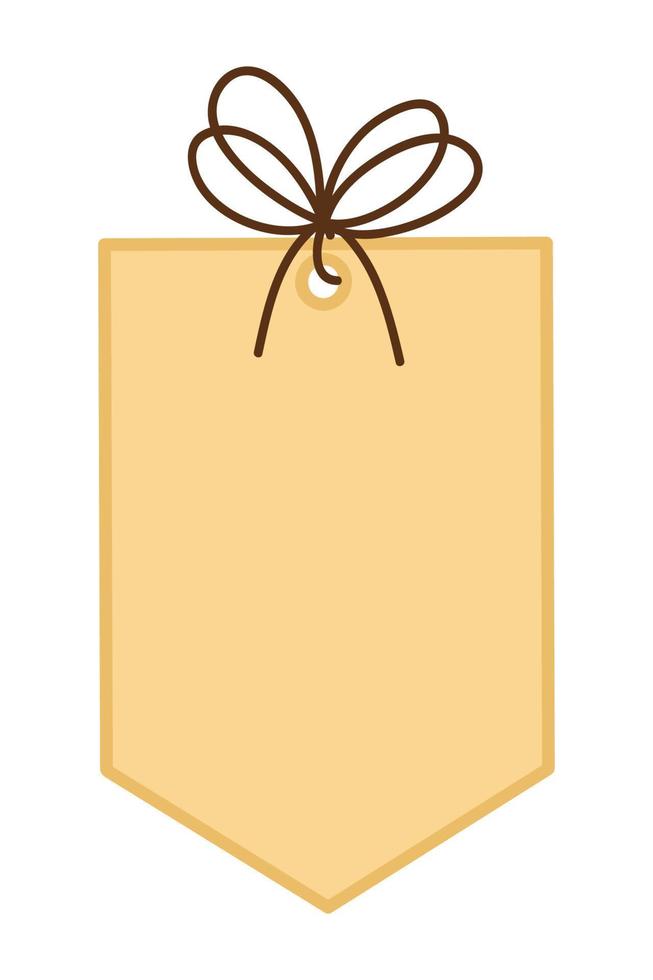 Blank gift box tags or sale shopping labels with rope. Empty organic style stickers. Flat design isolated vector. Vintage tag, blank price tag. vector