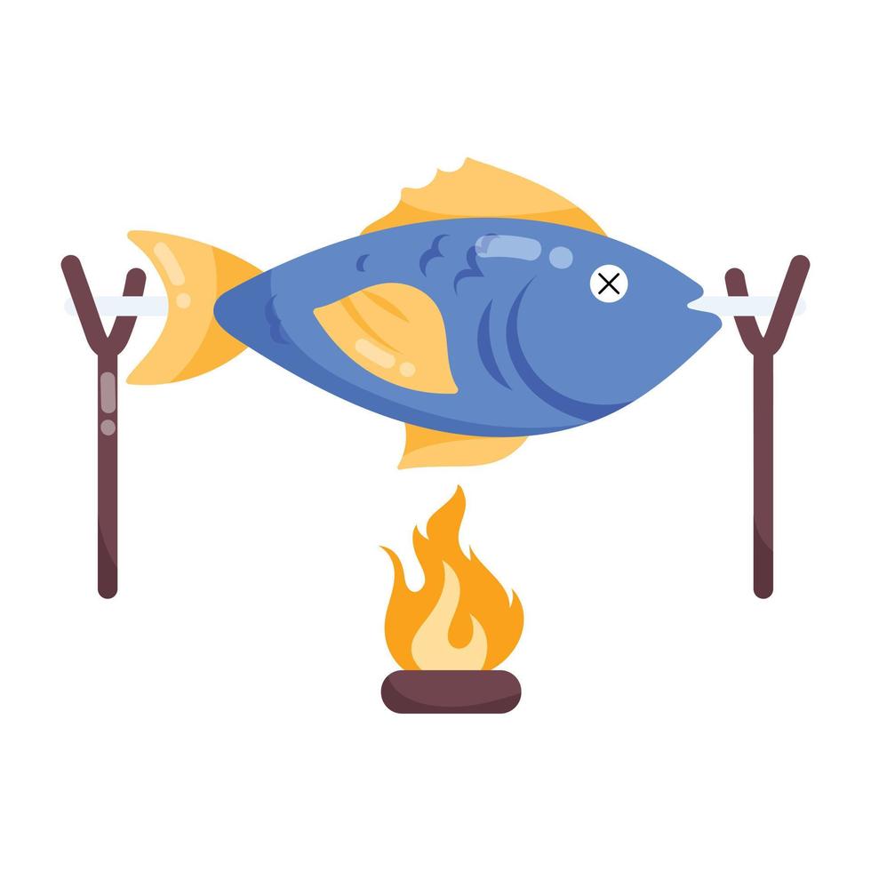 Trendy Roast Fish vector