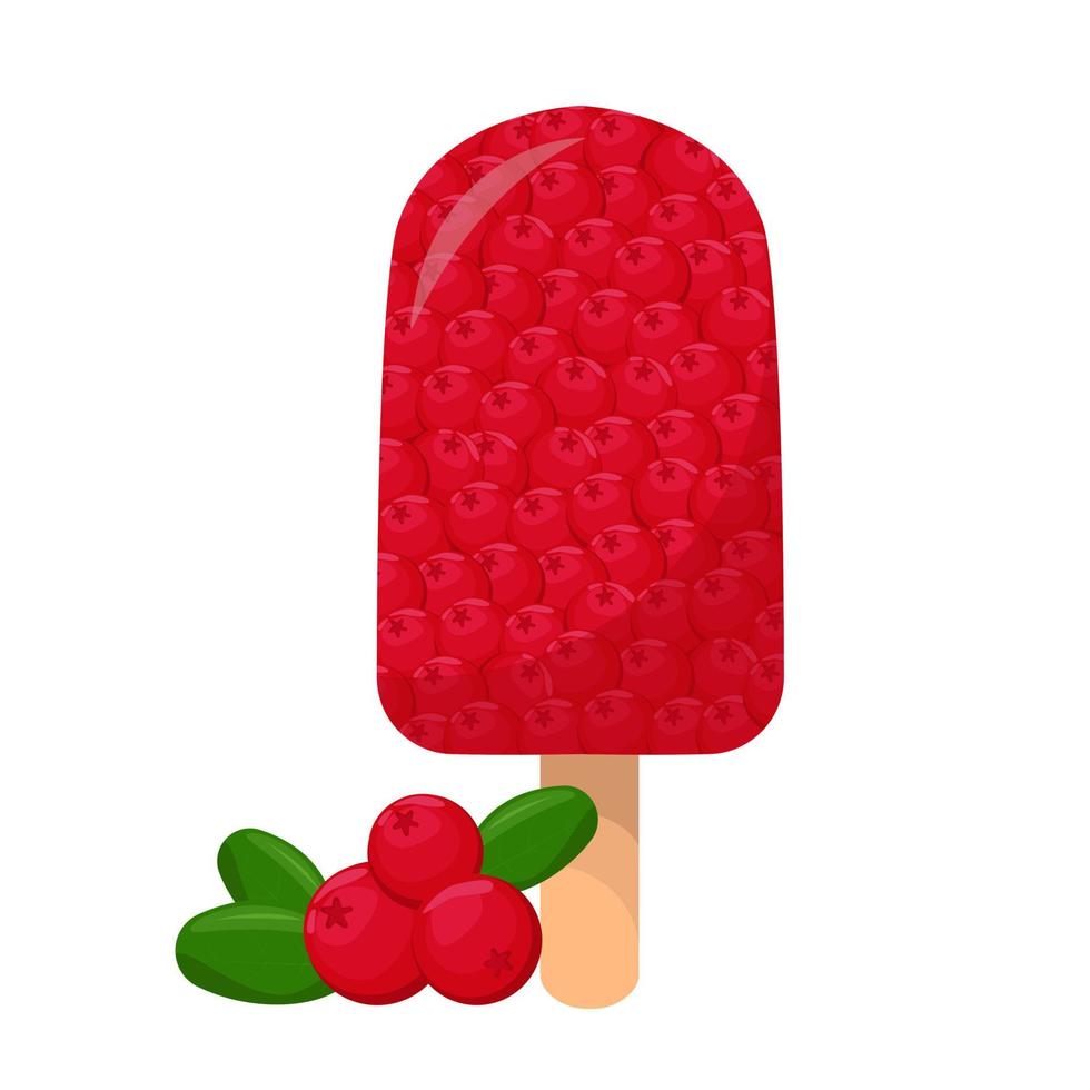 Cranberries  ice cream. For sticker and t shirt design, posters, logos, labels, banners, stickers, product packaging design, etc. Vector illustration