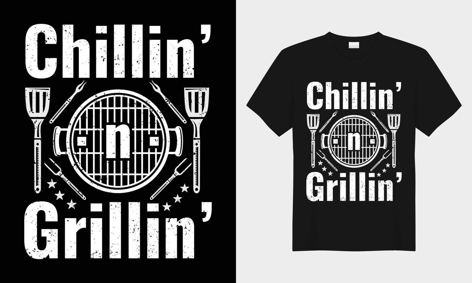Chilling and Grilling BBQ vector typography t-shirt design