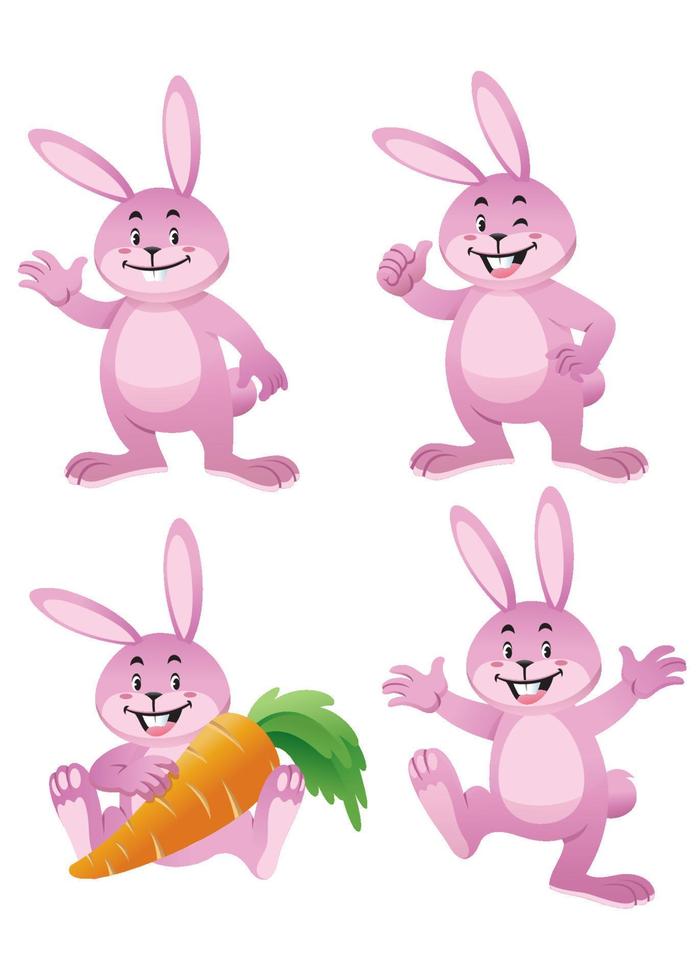 easter bunny cartoon set vector