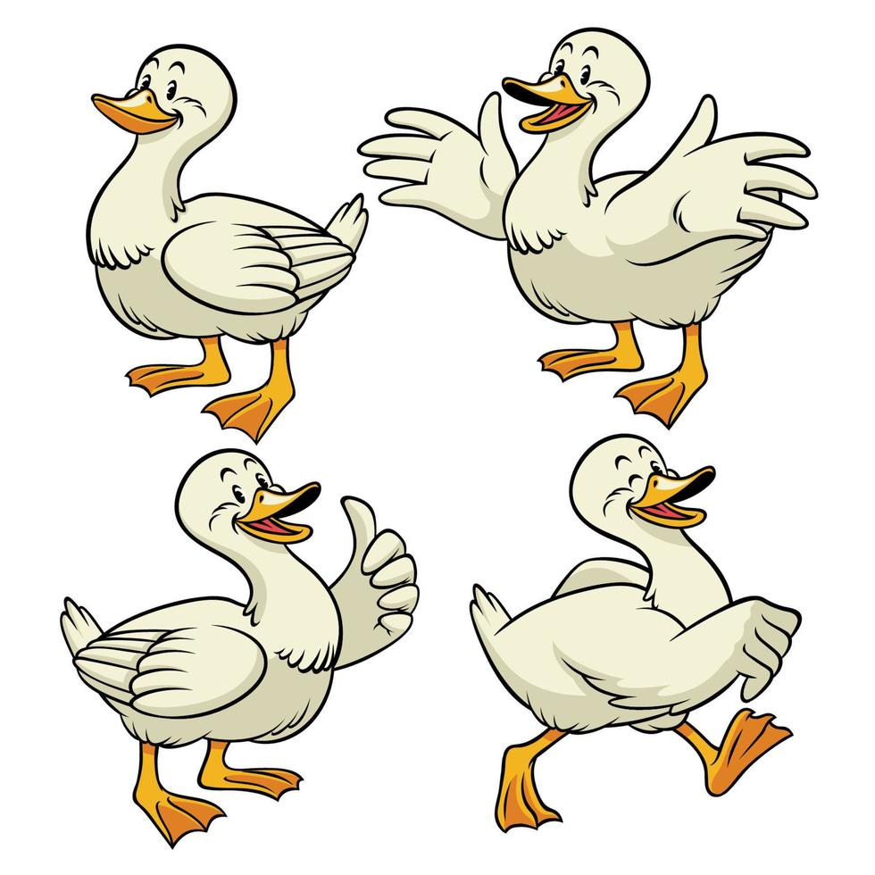 duck with cartoon style set vector