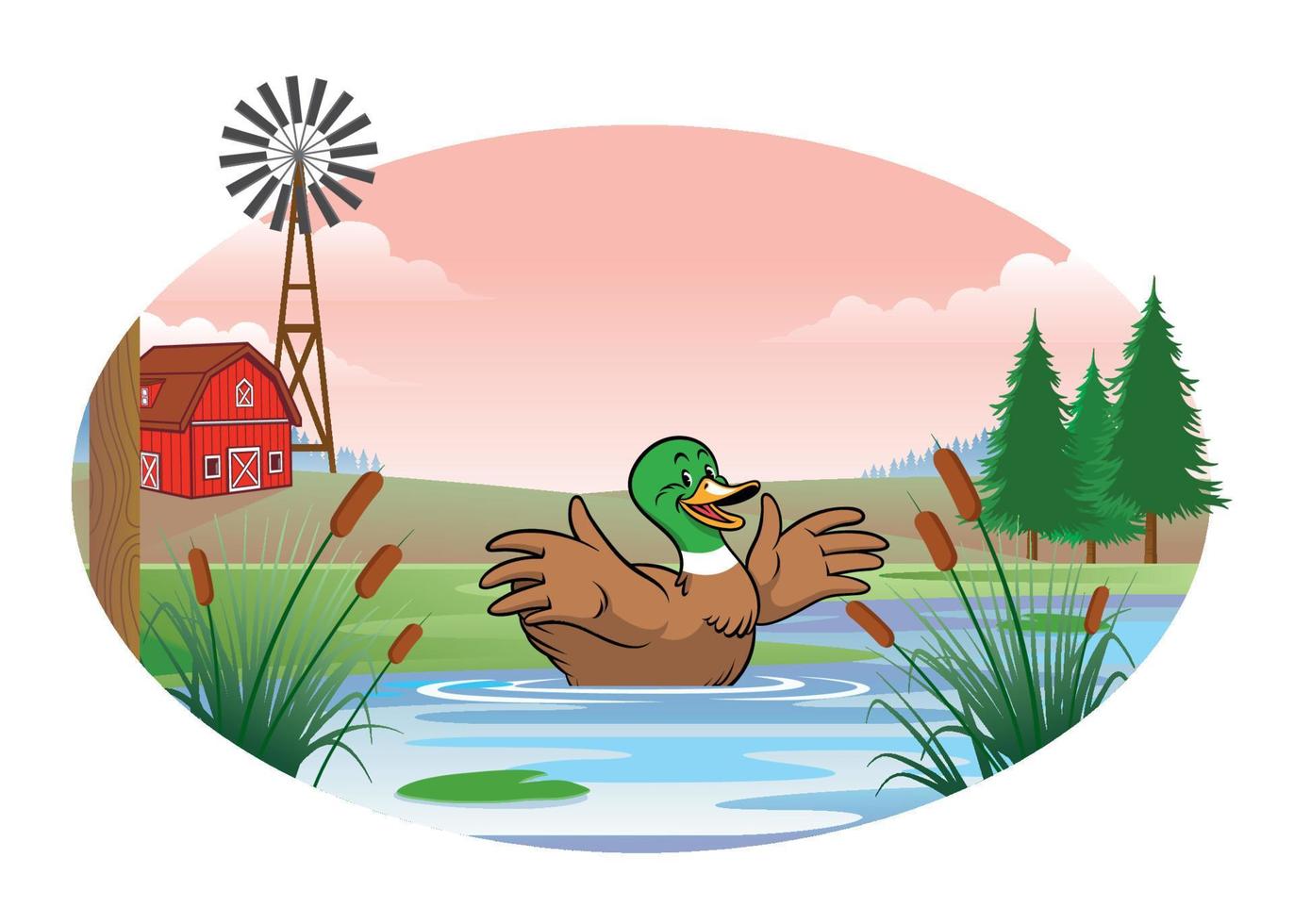 duck in the middle of the pond vector