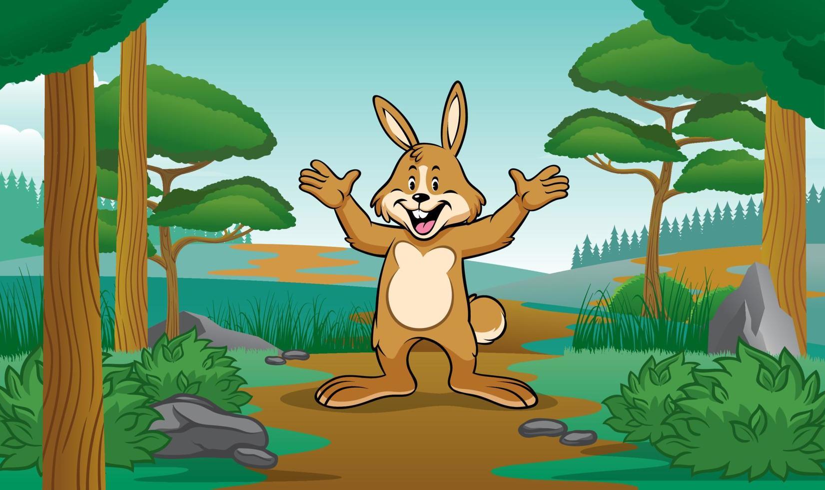 happy rabbit with cartoon style vector