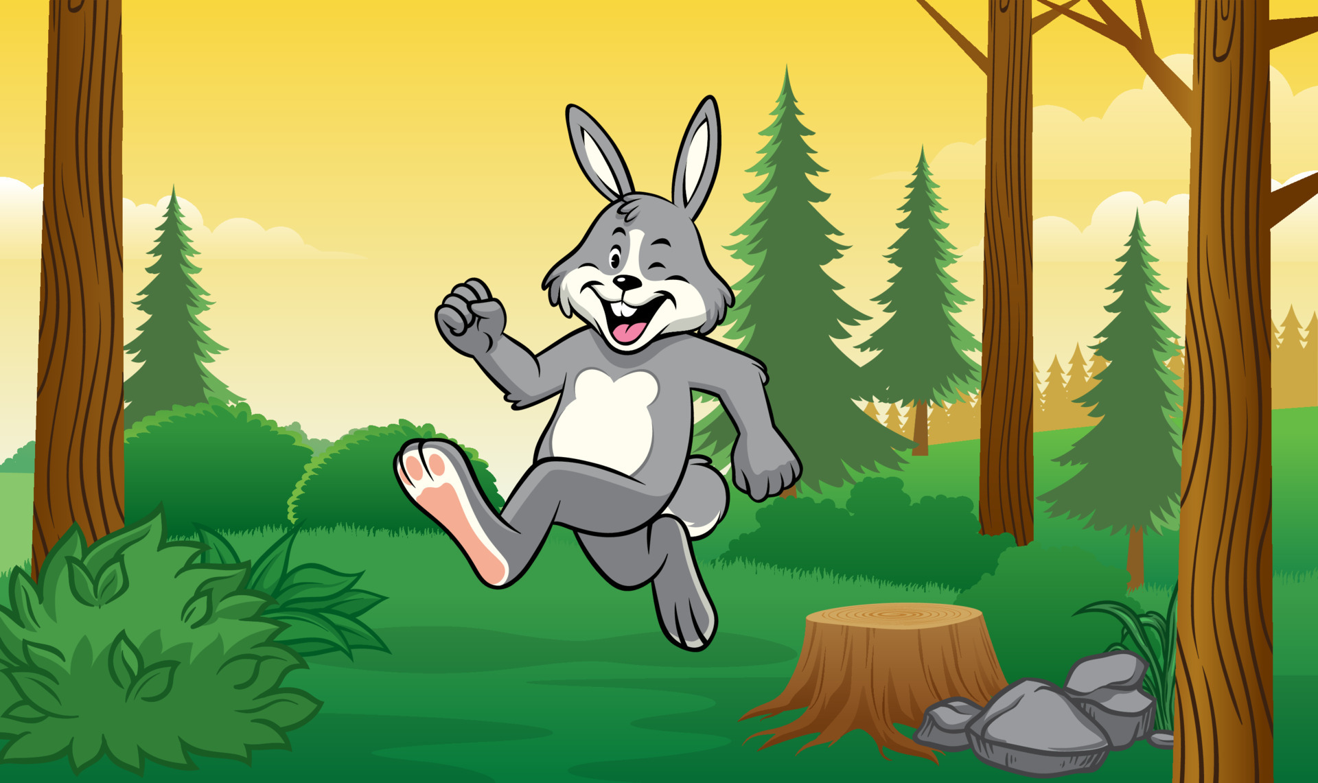 rabbit in the forest 22820564 Vector Art at Vecteezy