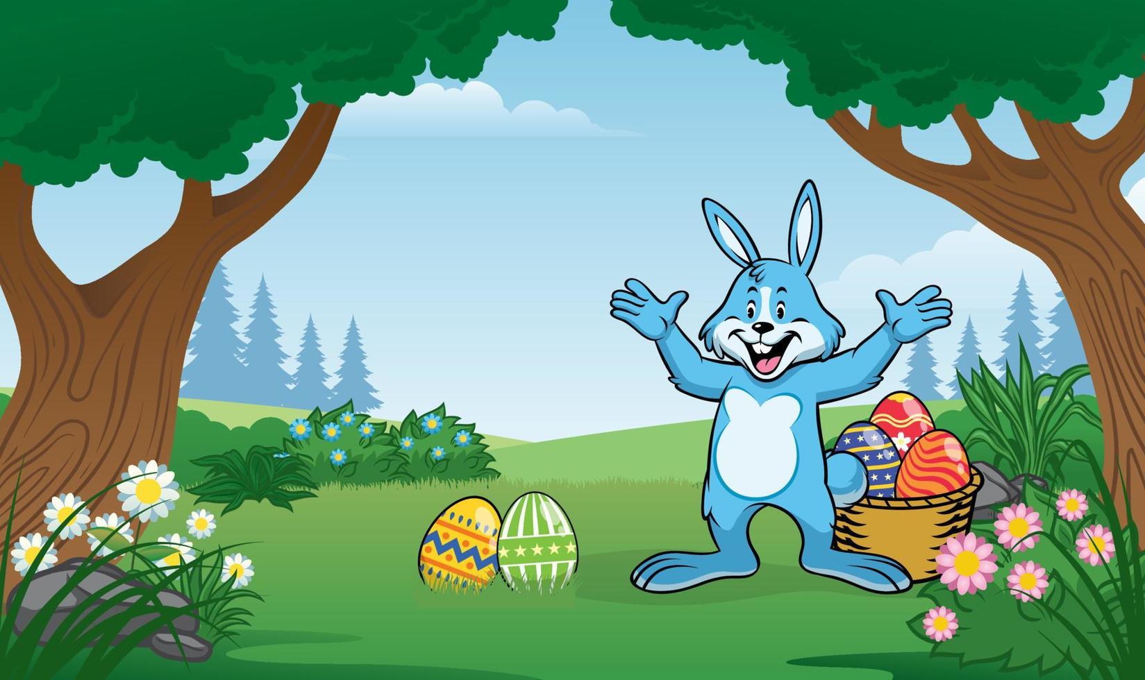 rabbit running with cartoon style vector