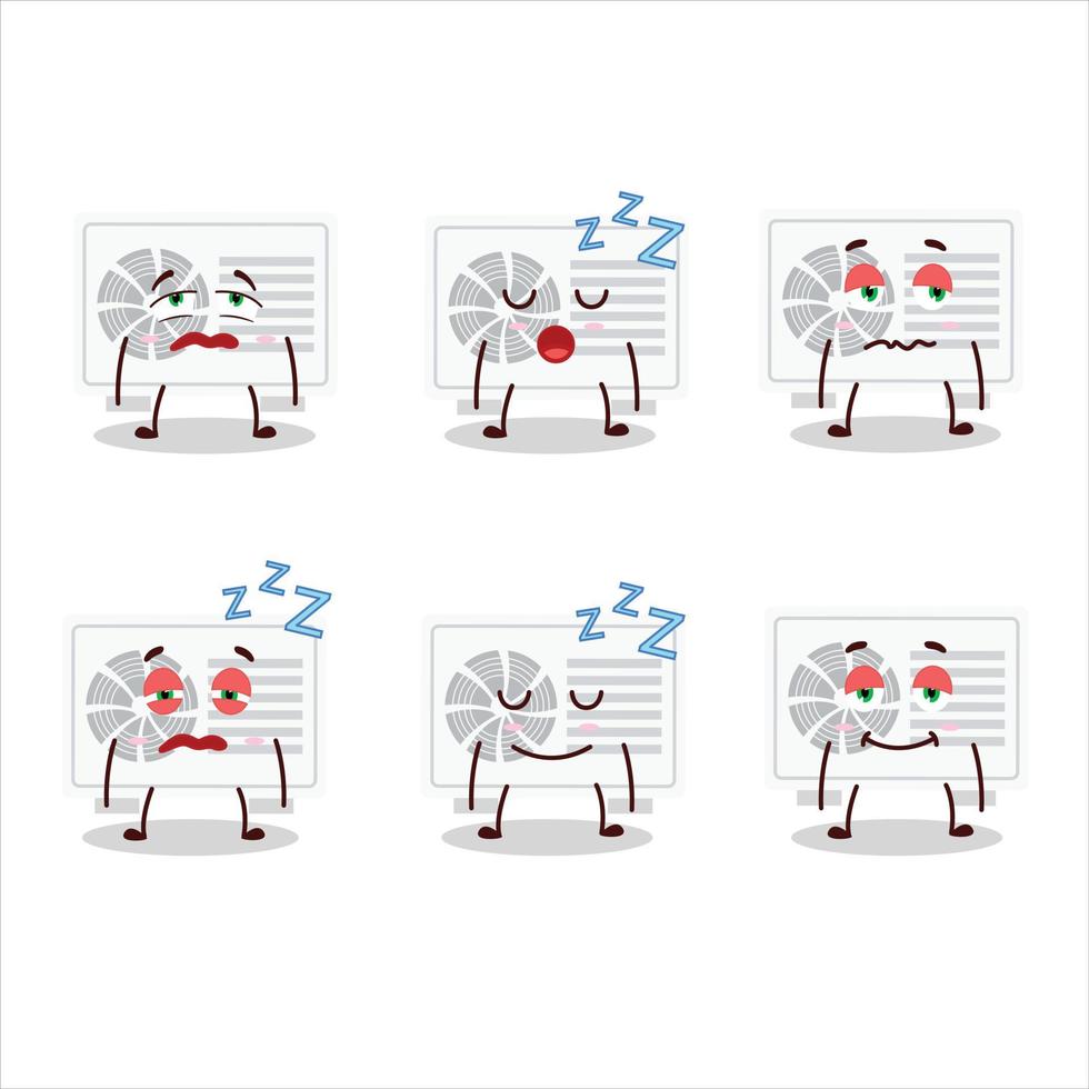 Cartoon character of air conditioner outdoor with sleepy expression vector