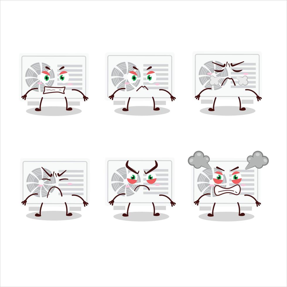 Air conditioner outdoor cartoon character with various angry expressions vector