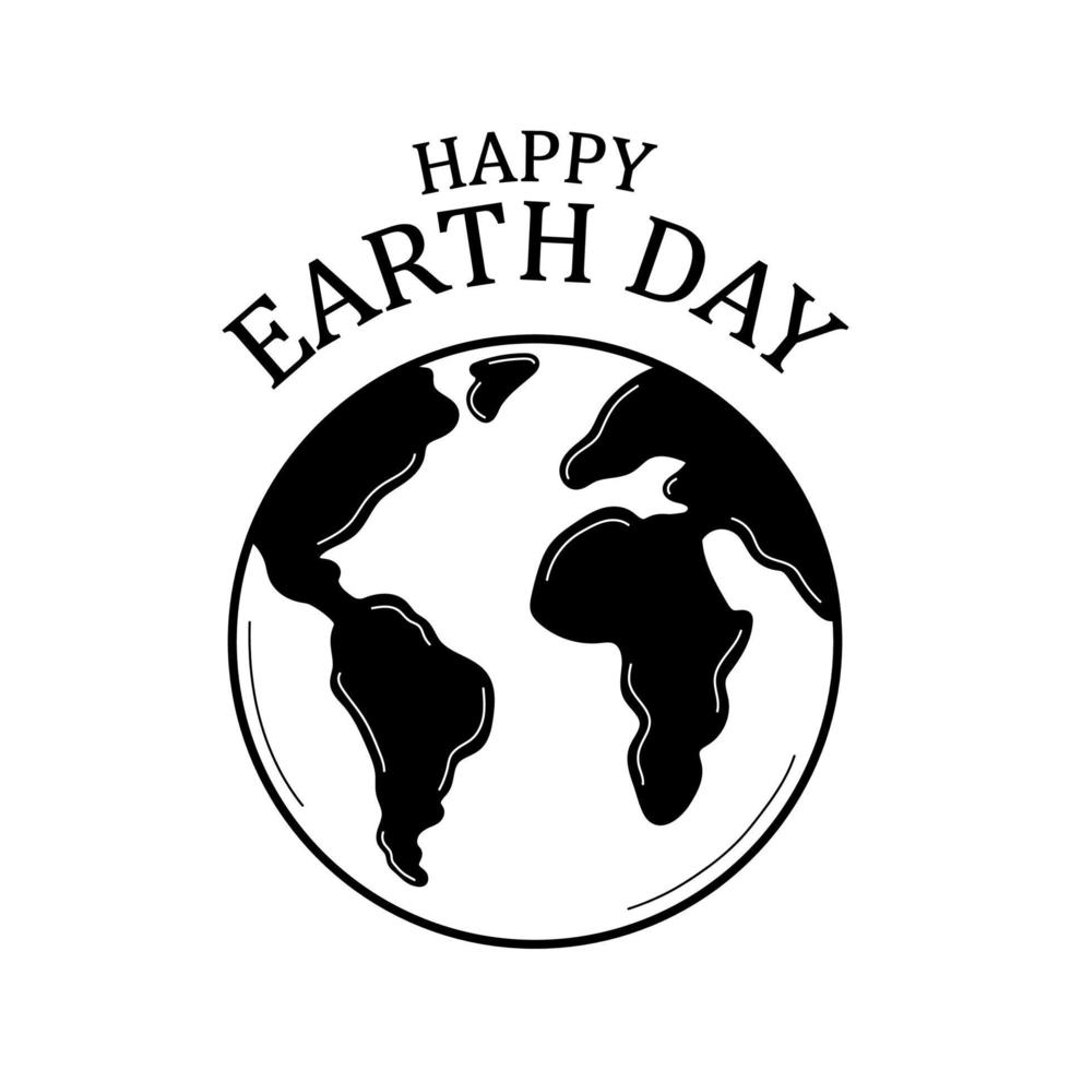Happy Earth Day. International Mother Earth Day. Hand drawn doodle style. Minimalism design. Vector illustration for greeting card, poster, banner. Saving the planet concept.