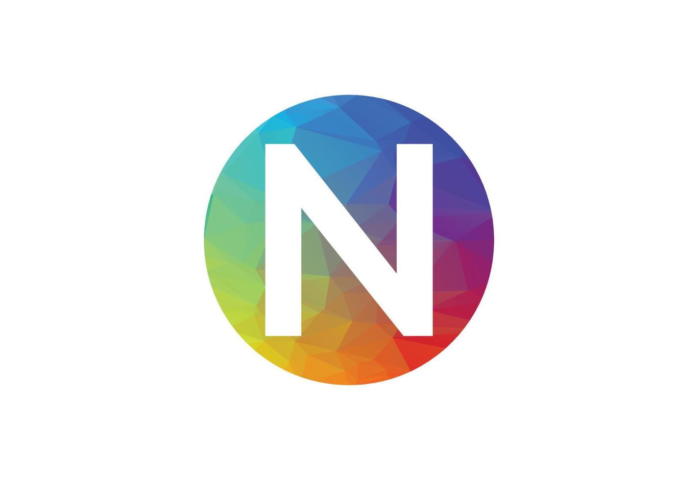 Colourful Low Poly and initial N letter logo design, Vector illustration