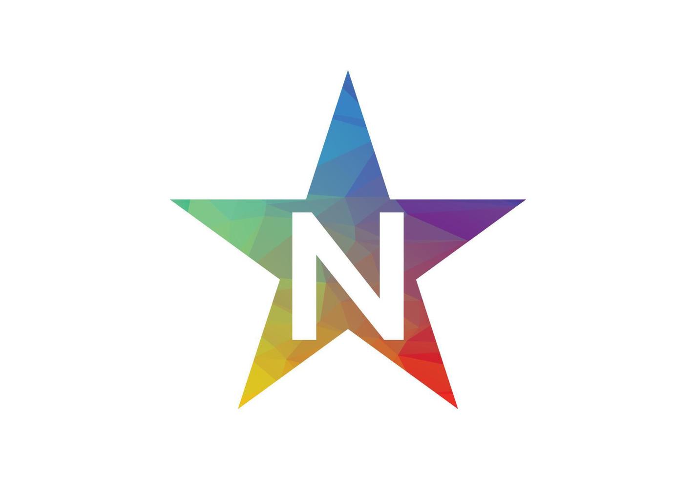 Colourful Low Poly and initial N letter logo design, Vector illustration