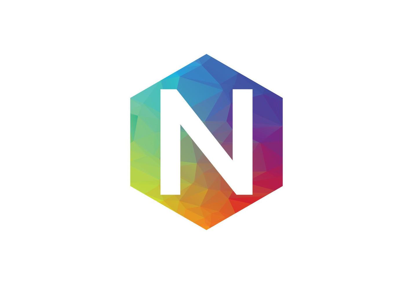 Colourful Low Poly and initial N letter logo design, Vector illustration