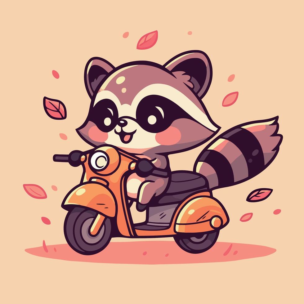 A raccoon on a scooter vector