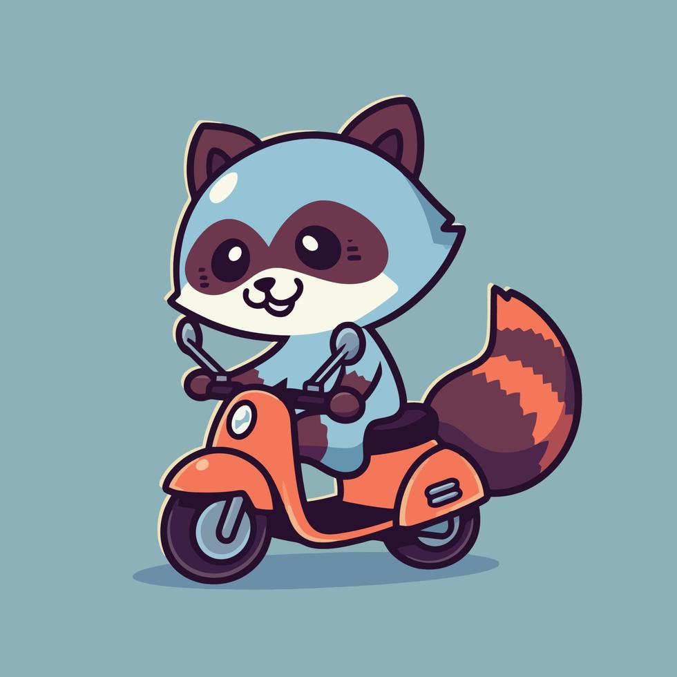 A raccoon on a scooter vector