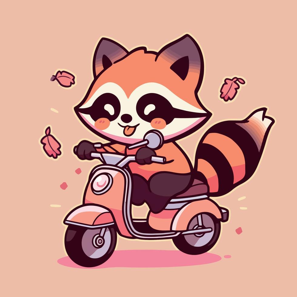 A raccoon on a scooter vector