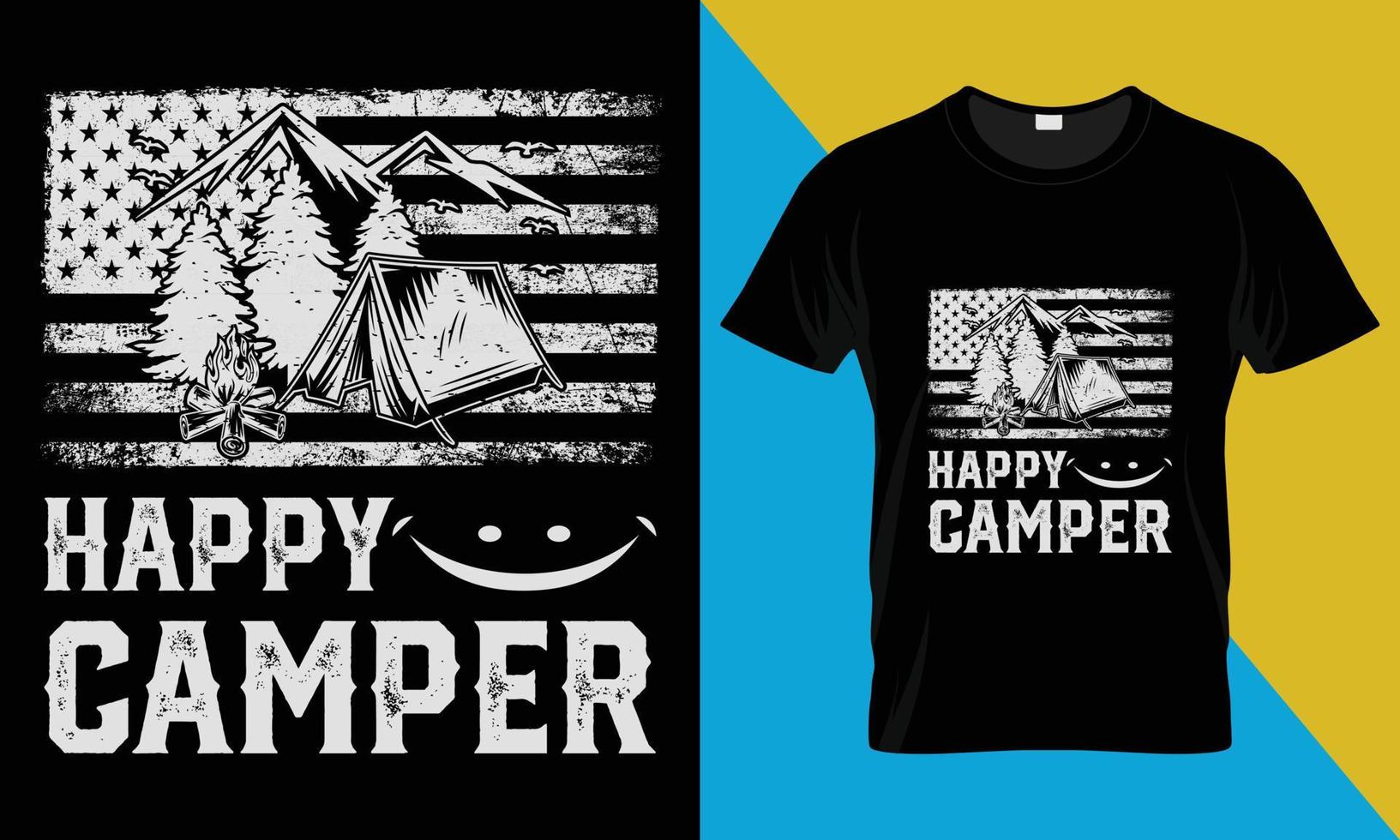 cámping camiseta diseño, contento camper vector