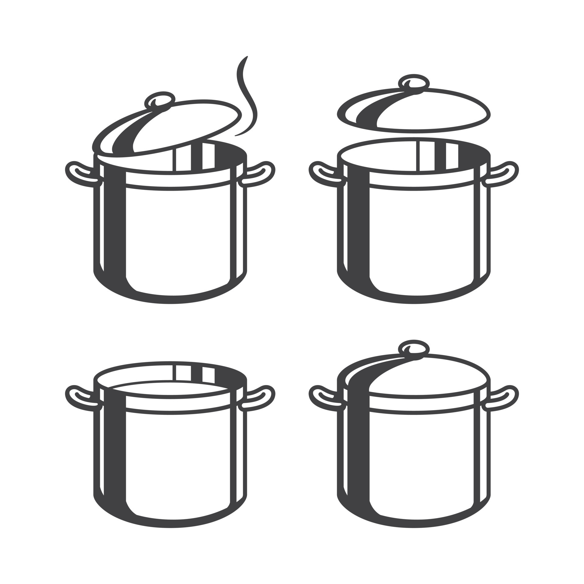 Drawing stainless steel pot set for cooking soup. 22820759 Vector Art