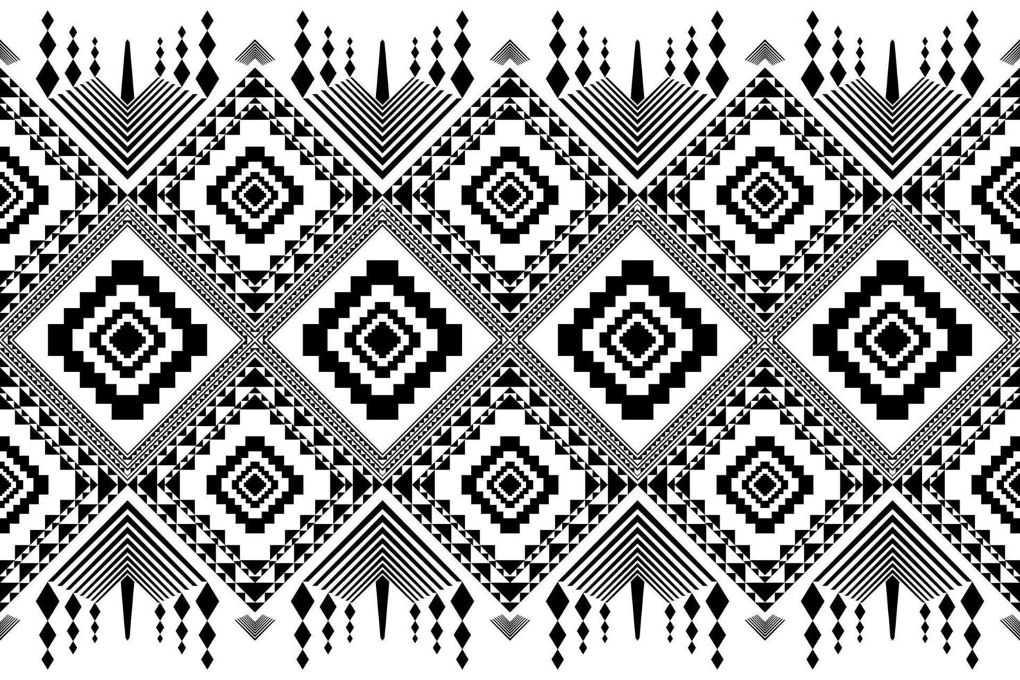 Seamless geometric ethnic oriental pattern monochrome. vector