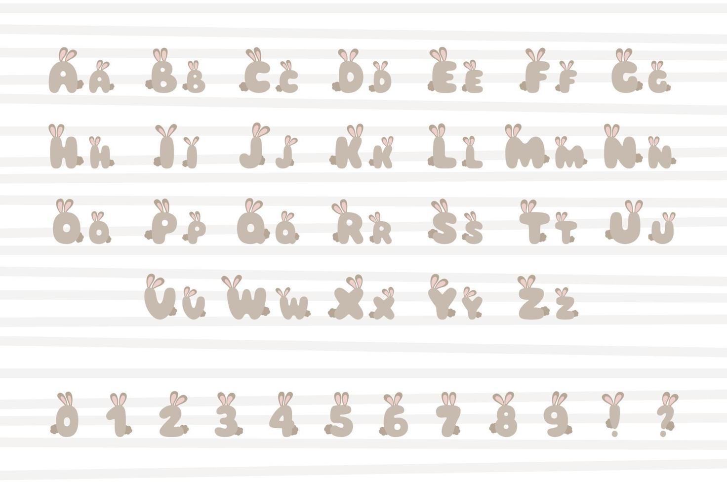 Rabbit alphabet in cartoon style vector