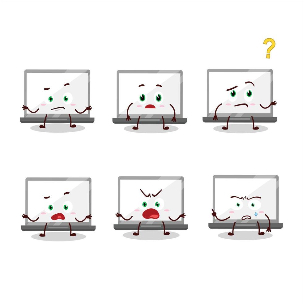 Cartoon character of laptop with what expression vector