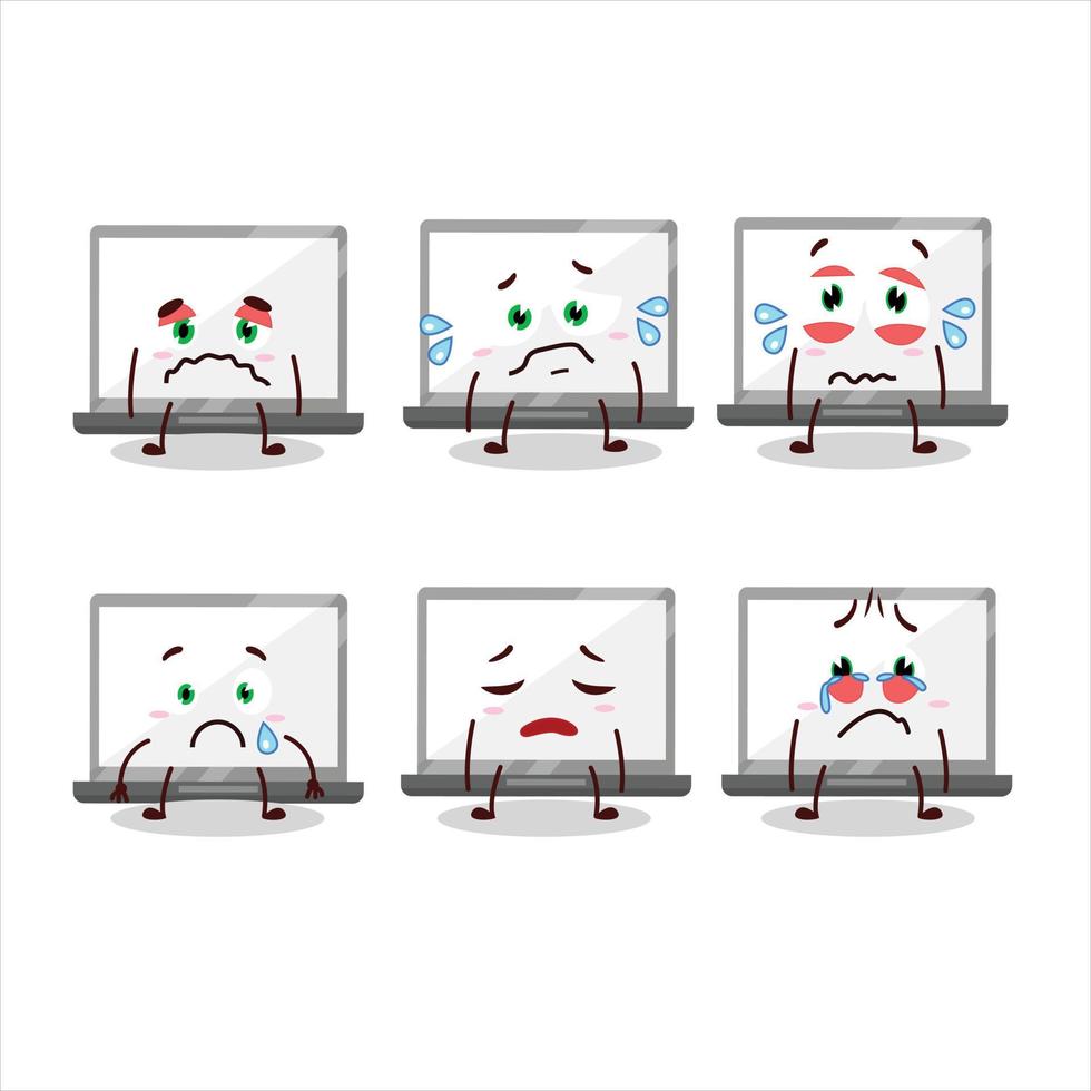 Laptop cartoon in character with sad expression vector