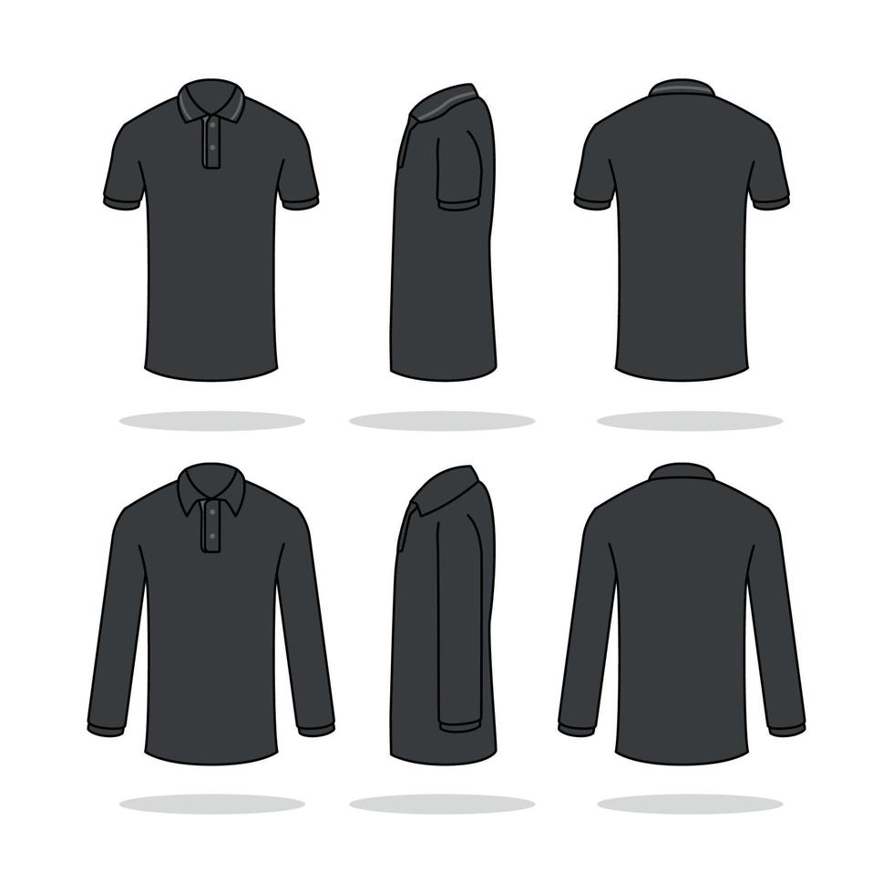 Outline Black Polo Shirt Mockup Template vector