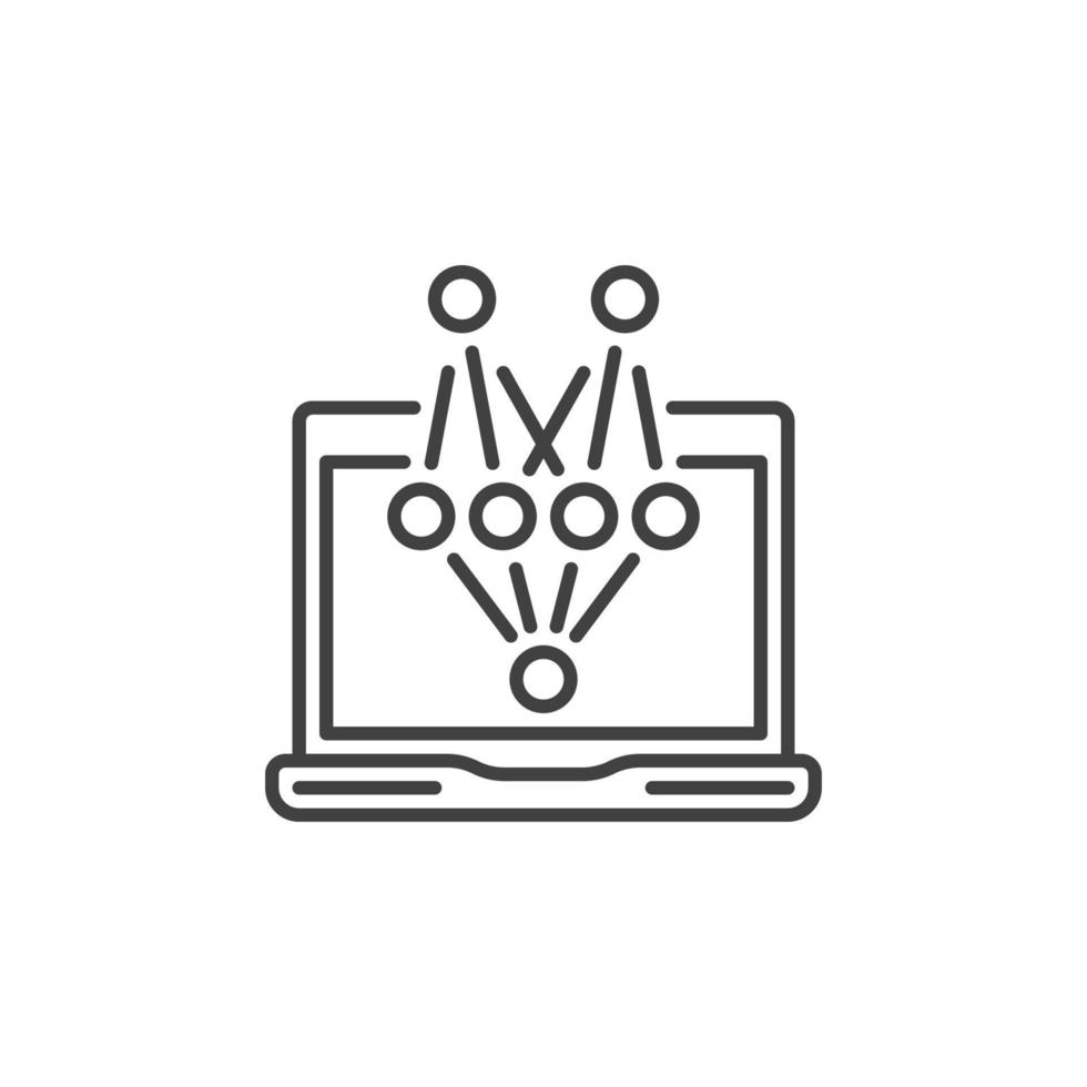 Laptop with Neural Network vector concept line icon